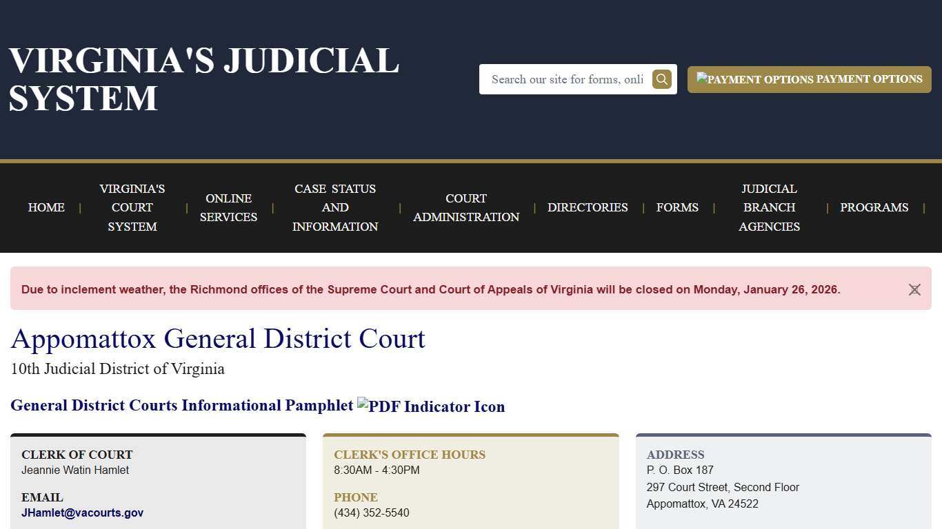 Appomattox General District Court Virginia Court System